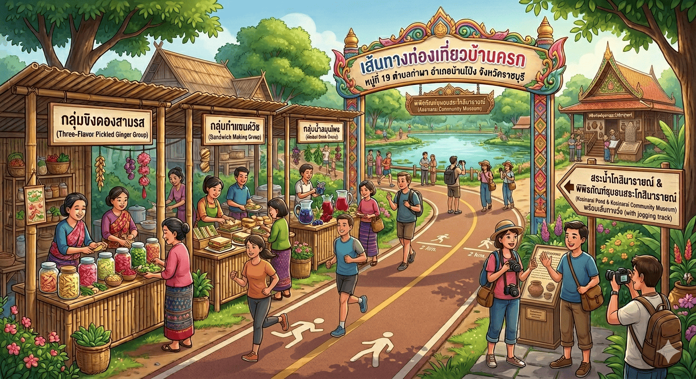 📢 สำนักงานพัฒนาชุมชนอำเภอบ้านโป่ง ประชาสัมพันธ์ เส้นทางท่องเที่ยว OTOP นวัตวิถี บ้านครก หมู่ที่ 19 ตำบลท่าผา อำเภอบ้านโป่ง จังหวัดราชบุรี📢 